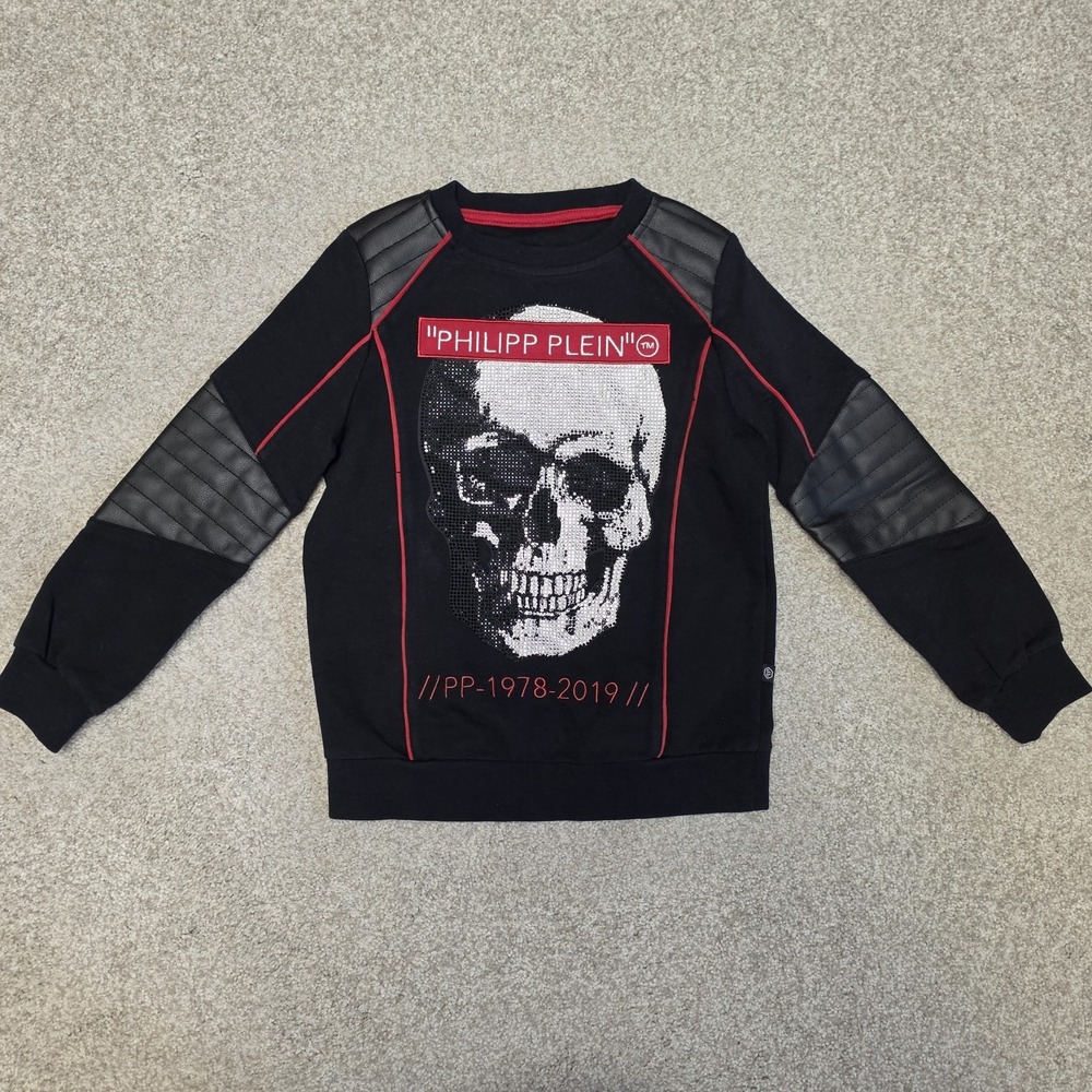 Philipp Plein Junior Kids 4-5 Limited Edition Skull Rhinestone Moto Sweatshirt